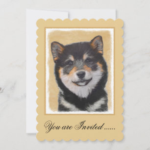 Shiba Inu (Zwart en Lichtbruin) Schilderij - Honde Kaart