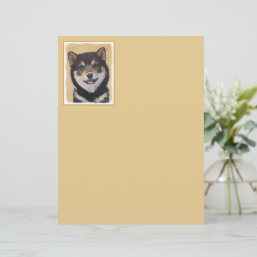 Shiba Inu (zwart en tan) schilderen - hond Art (Staand voorkant)