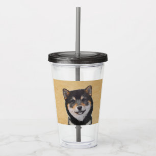 Shiba Inu (zwart en tan) schilderen - hond Art Acryl Drinkbeker