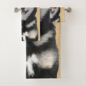 Shiba Inu (zwart en tan) schilderen - hond Art Bad Handdoek (Insitu)