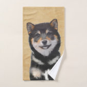 Shiba Inu (zwart en tan) schilderen - hond Art Bad Handdoek (Handdoek)