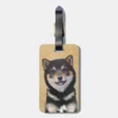 Shiba Inu (zwart en tan) schilderen - hond Art Bagagelabel (Achterkant verticaal)