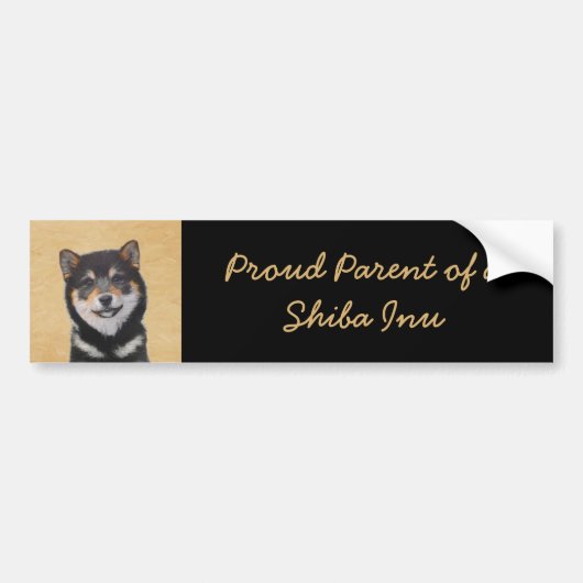 Shiba Inu (zwart en tan) schilderen - hond Art Bumpersticker (Voorkant)