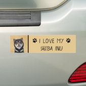 Shiba Inu (zwart en tan) schilderen - hond Art Bumpersticker (Op auto)