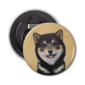 Shiba Inu (zwart en tan) schilderen - hond Art Button Flesopener (Voorkant)