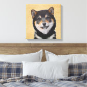 Shiba Inu (zwart en tan) schilderen - hond Art Canvas Afdruk (Insitu (Slaapkamer))