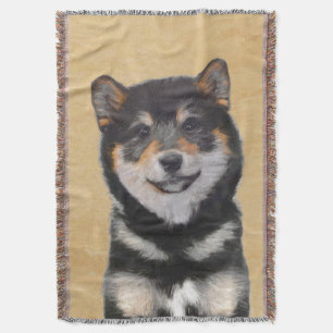 Shiba Inu (zwart en tan) schilderen - hond Art Deken