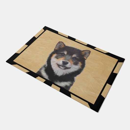 Shiba Inu (zwart en tan) schilderen - hond Art Deurmat (Schuin)