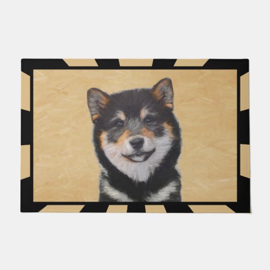 Shiba Inu (zwart en tan) schilderen - hond Art Deurmat (Voorkant)