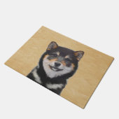 Shiba Inu (zwart en tan) schilderen - hond Art Deurmat (Schuin)