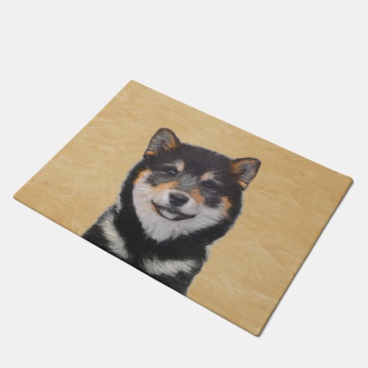 Shiba Inu (zwart en tan) schilderen - hond Art Deurmat (Schuin)