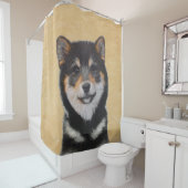 Shiba Inu (zwart en tan) schilderen - hond Art Douchegordijn (In situ)