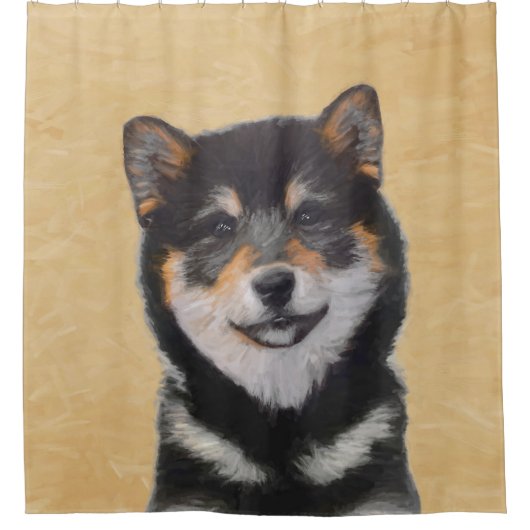 Shiba Inu (zwart en tan) schilderen - hond Art Douchegordijn (Voorkant)