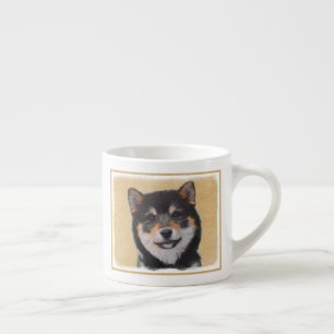 Shiba Inu (zwart en tan) schilderen - hond Art Espresso Kop