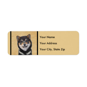 Shiba Inu (zwart en tan) schilderen - hond Art Etiket