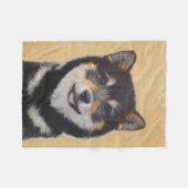 Shiba Inu (zwart en tan) schilderen - hond Art Fleece Deken (Voorkant (Horizontaal))