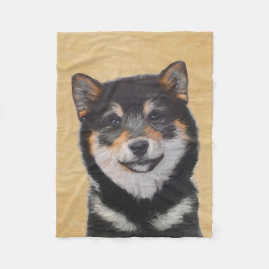 Shiba Inu (zwart en tan) schilderen - hond Art Fleece Deken (Voorkant)