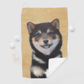 Shiba Inu (zwart en tan) schilderen - hond Art Golfhanddoek (Insitu)