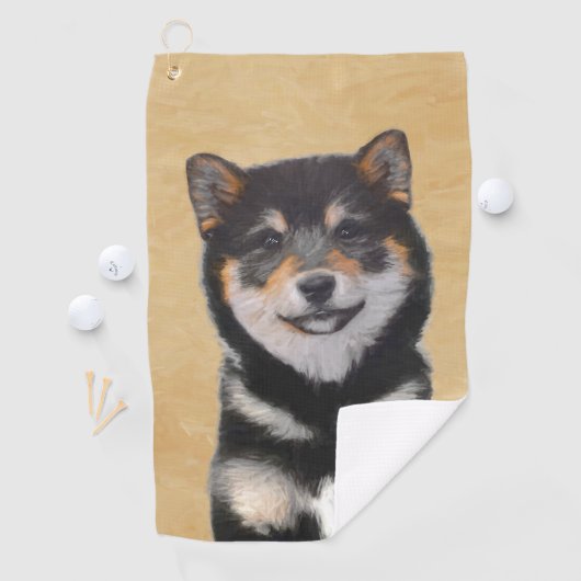 Shiba Inu (zwart en tan) schilderen - hond Art Golfhanddoek (Insitu)