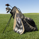 Shiba Inu (zwart en tan) schilderen - hond Art Golfhanddoek (Groen)