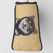 Shiba Inu (zwart en tan) schilderen - hond Art Golfheadcover (Draai 90)
