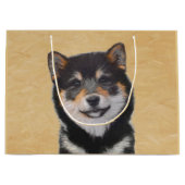 Shiba Inu (zwart en tan) schilderen - hond Art Groot Cadeauzakje (Voorkant)