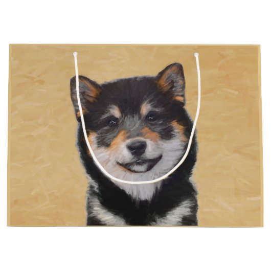 Shiba Inu (zwart en tan) schilderen - hond Art Groot Cadeauzakje (Voorkant)
