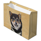 Shiba Inu (zwart en tan) schilderen - hond Art Groot Cadeauzakje (Voorkant Gekanteld)
