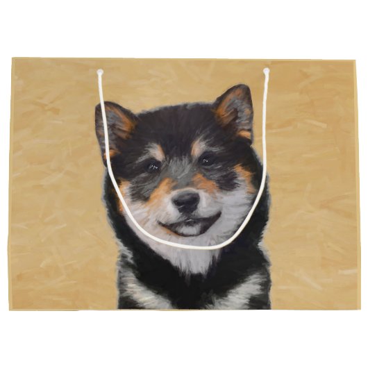 Shiba Inu (zwart en tan) schilderen - hond Art Groot Cadeauzakje (Achterkant)