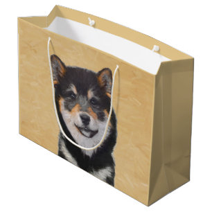 Shiba Inu (zwart en tan) schilderen - hond Art Groot Cadeauzakje