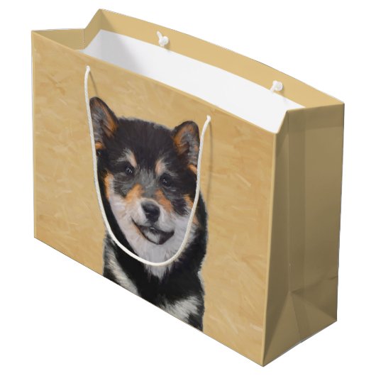 Shiba Inu (zwart en tan) schilderen - hond Art Groot Cadeauzakje (Achterkant Gekanteld)