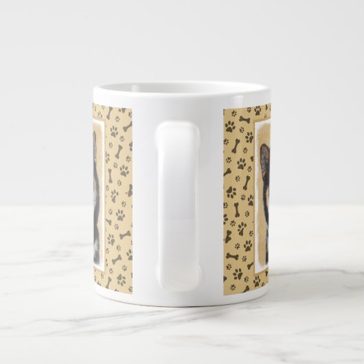 Shiba Inu (zwart en tan) schilderen - hond Art Grote Koffiekop (Achterkant)