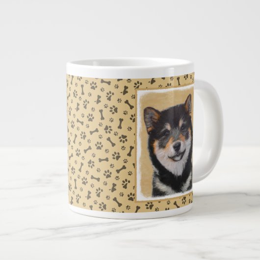 Shiba Inu (zwart en tan) schilderen - hond Art Grote Koffiekop (Voorkant rechts)