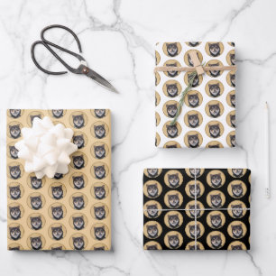 Shiba Inu (zwart en tan) schilderen - hond Art Inpakpapier Vel