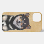 Shiba Inu (zwart en tan) schilderen - hond Art iPhone Hoesje (Achterkant horizontaal)
