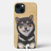 Shiba Inu (zwart en tan) schilderen - hond Art iPhone Hoesje (Achterkant)