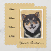 Shiba Inu (zwart en tan) schilderen - hond Art Kaart (Voorkant / Achterkant)