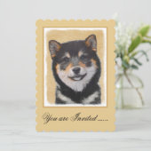 Shiba Inu (zwart en tan) schilderen - hond Art Kaart (Staand voorkant)