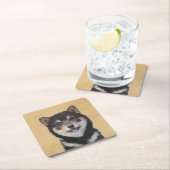 Shiba Inu (zwart en tan) schilderen - hond Art Kartonnen Onderzetters (Insitu)