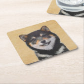 Shiba Inu (zwart en tan) schilderen - hond Art Kartonnen Onderzetters (Schuin)