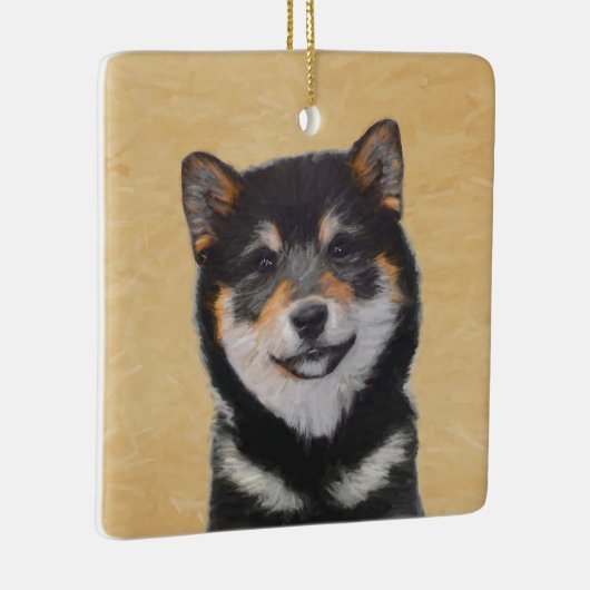 Shiba Inu (zwart en tan) schilderen - hond Art Keramisch Ornament (Rechts)
