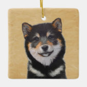 Shiba Inu (zwart en tan) schilderen - hond Art Keramisch Ornament (Voorkant)