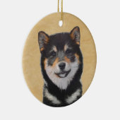 Shiba Inu (zwart en tan) schilderen - hond Art Keramisch Ornament (Rechts)