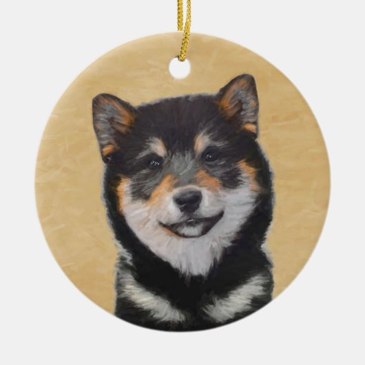 Shiba Inu (zwart en tan) schilderen - hond Art Keramisch Ornament (Voorkant)