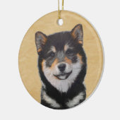 Shiba Inu (zwart en tan) schilderen - hond Art Keramisch Ornament (Links)