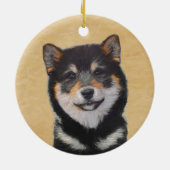 Shiba Inu (zwart en tan) schilderen - hond Art Keramisch Ornament (Achterkant)