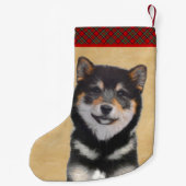 Shiba Inu (zwart en tan) schilderen - hond Art Kleine Kerstsok (Achterkant)