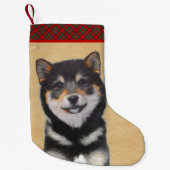 Shiba Inu (zwart en tan) schilderen - hond Art Kleine Kerstsok (Voorkant)
