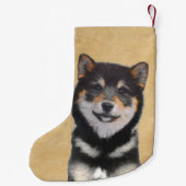 Shiba Inu (zwart en tan) schilderen - hond Art Kleine Kerstsok (Achterkant)