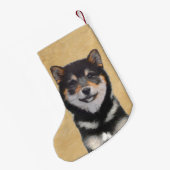 Shiba Inu (zwart en tan) schilderen - hond Art Kleine Kerstsok (Achterkant (Hangend))